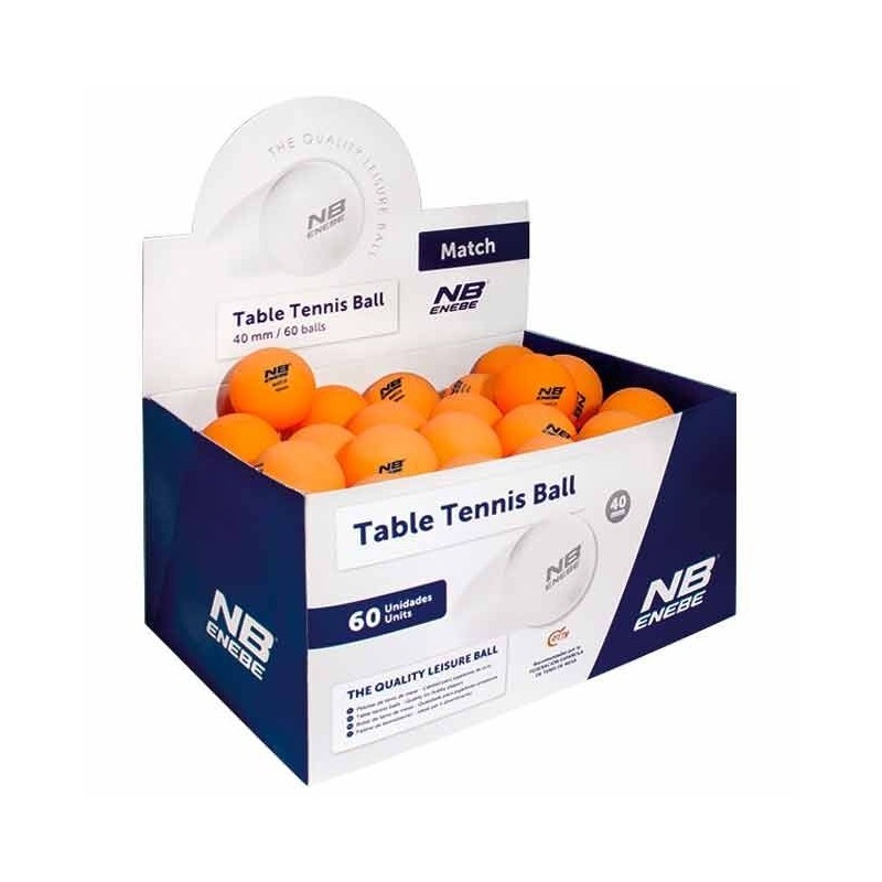 Caja 60 Pelotas Ping Pong Enebe Match Naranja